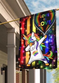 LGBTQ+ Unicorn Love Is Love Garden or House Flag