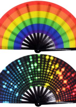 Large Rainbow Folding Hand Fan