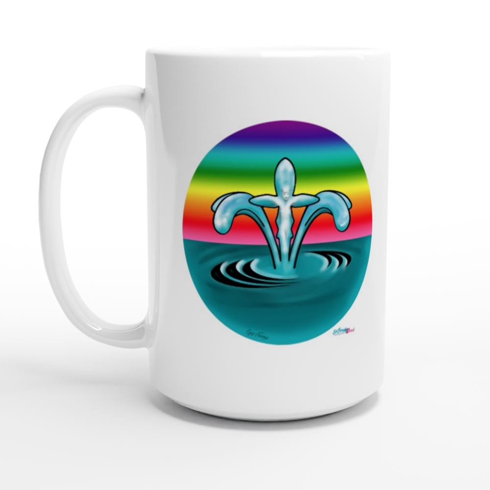 Rainbow Christian Fountain of Life White 15oz Ceramic Mug